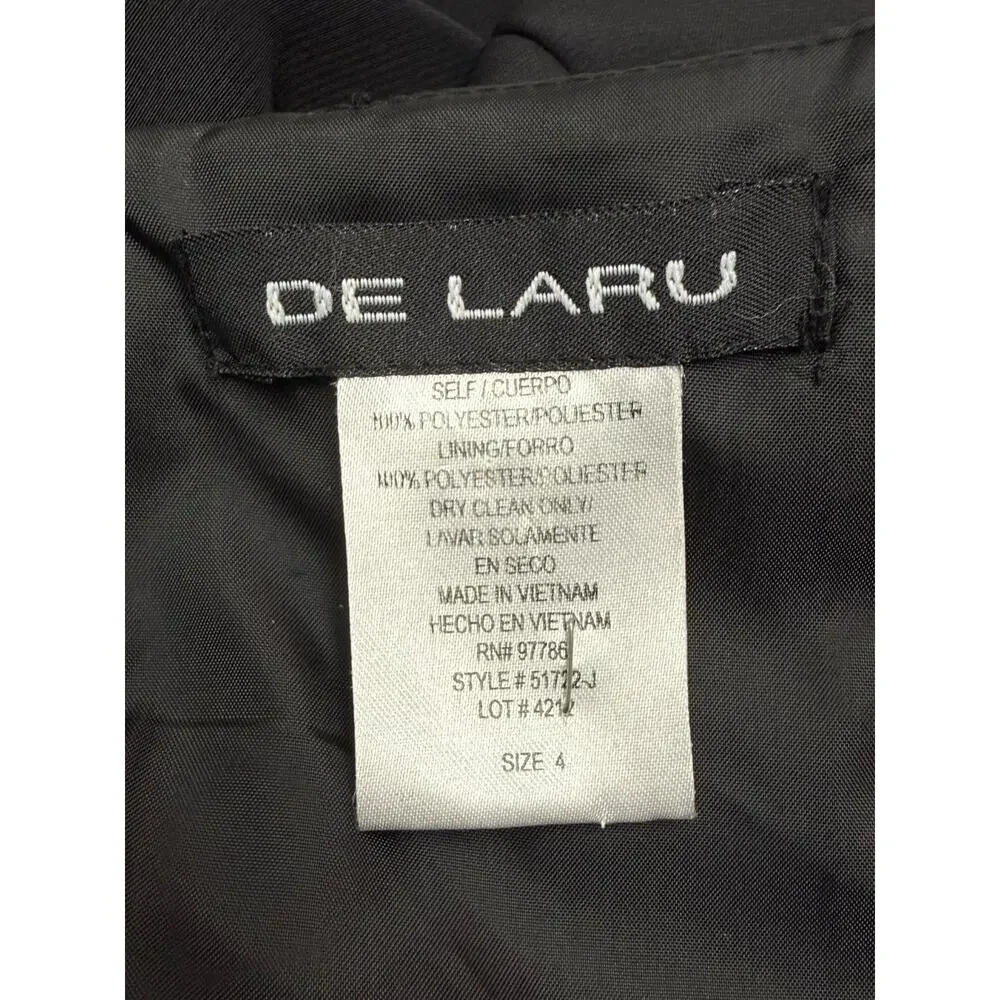 Vintage Y2K DE LARU black cocktail dress with pleated trim and bow - Picture 4 of 5